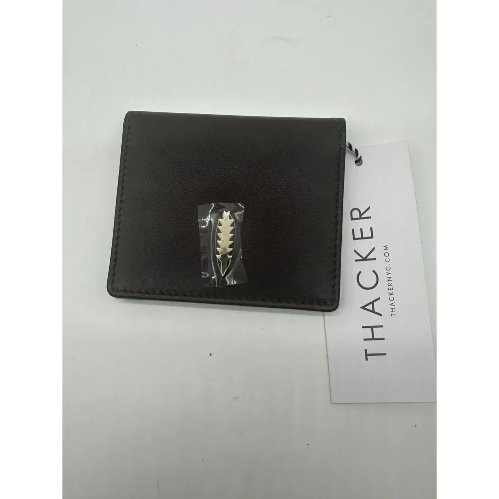 Thacker Cassie Leather Card Case Foldable and Snap Espresso One Size NWT